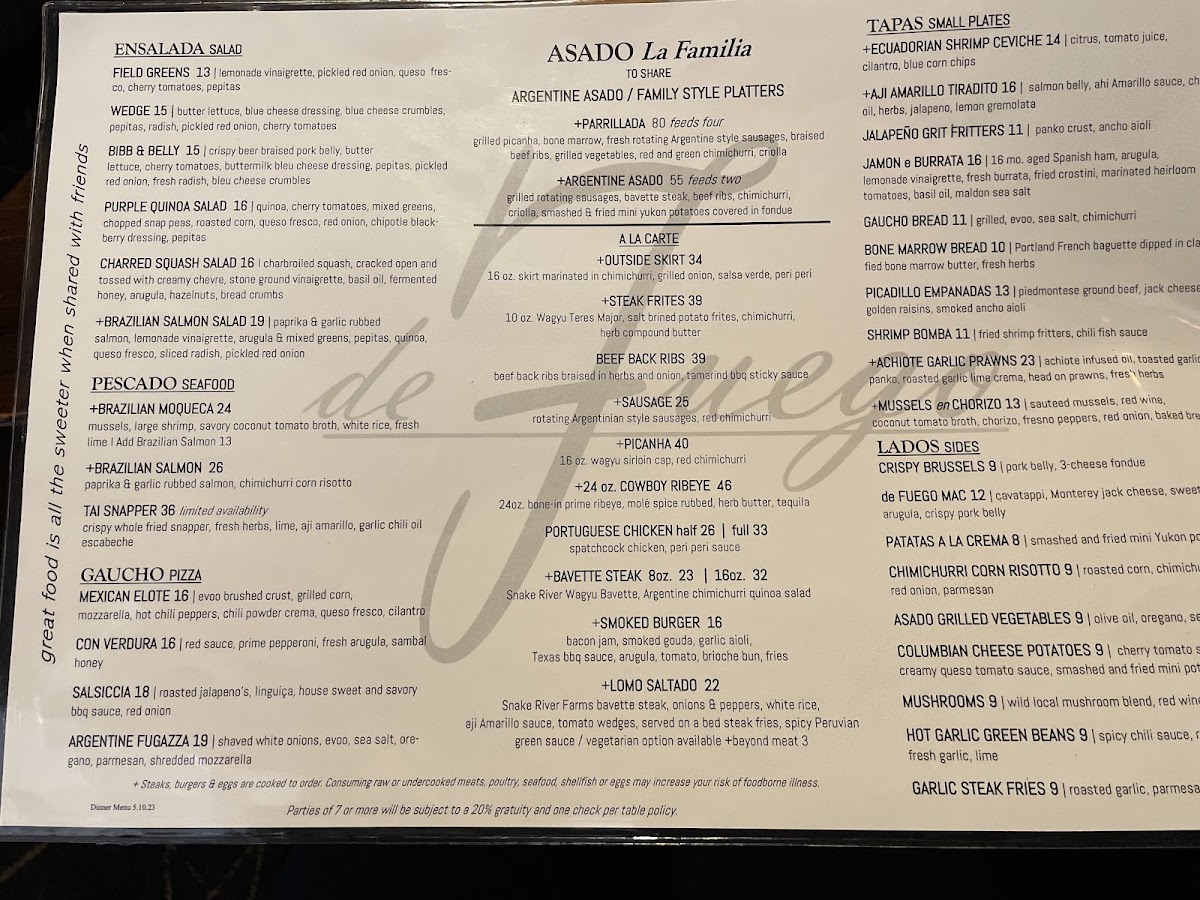 de Fuego Grille Menu - Image 3